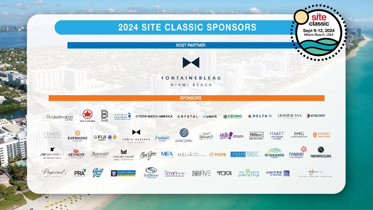 A grid layout displays all sponsor logos from the 2024 SITE Classic event