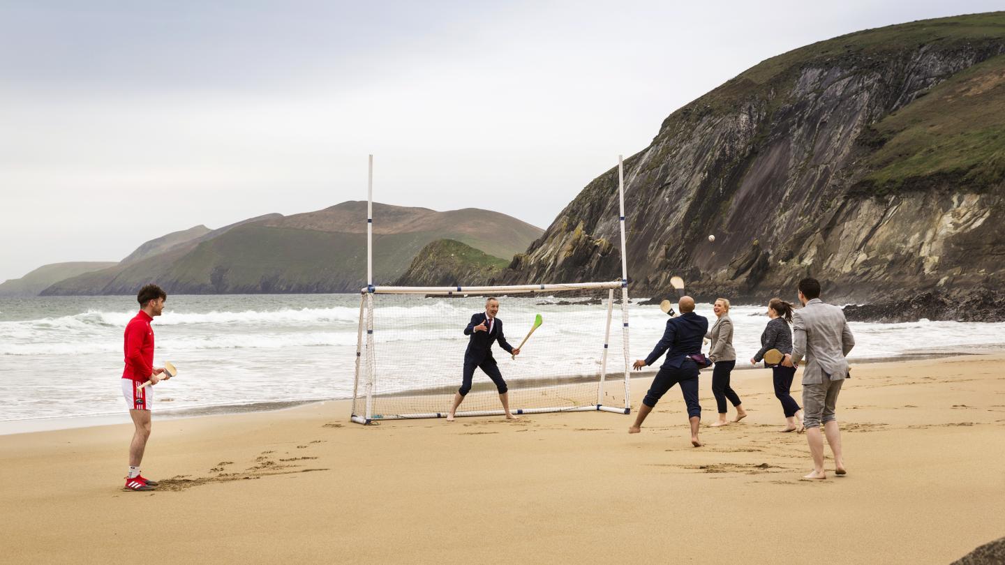 Ireland Incentive Delegates Hurling on the beach in Dingle, Co  Kerry