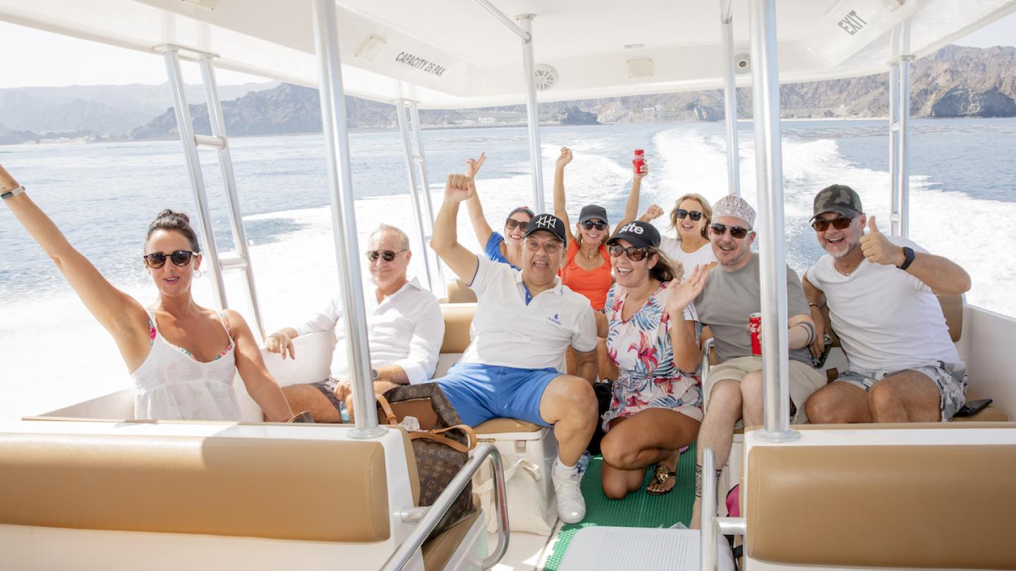 group on a boat