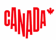 The word Canada is spelled out in red, capital letters with the text forming the shape of a heart